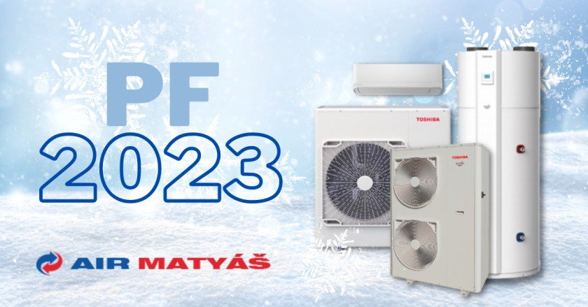 PF 2023 AIR MATYÁŠ s tepelnými čerpadly Toshiba ESTIA na zimním pozadí PF 2023 AIR MATYÁŠ s tepelnými čerpadly Toshiba ESTIA na zimním pozadí